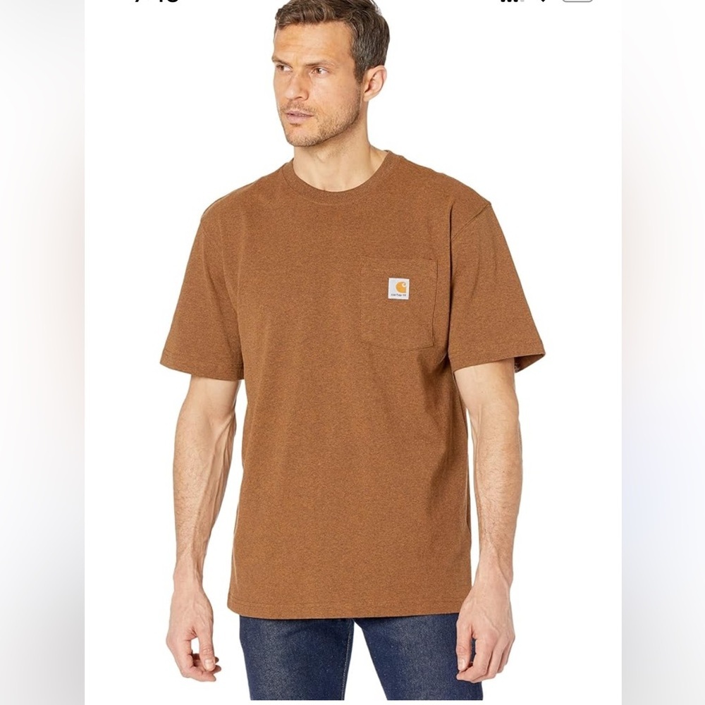 Carhartt Men’s Loose Fit Heavyweight Short Sleeve Pocket T Shirt Walnut XL